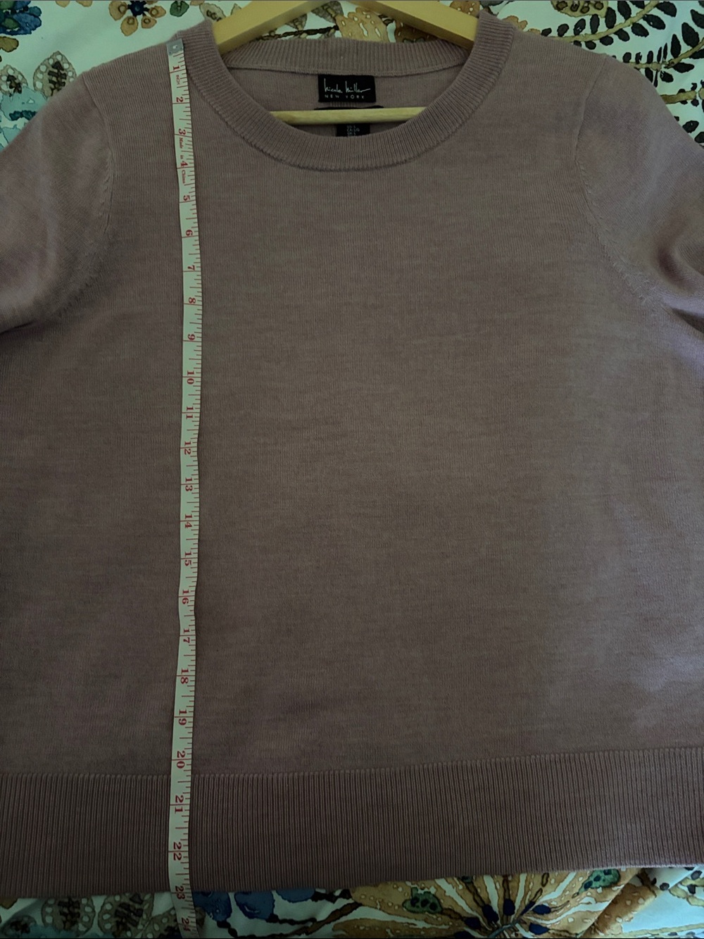 Nicole Miller New York Dusty Rose Short Sleeve Wool Sweater L - Picture 7 of 8